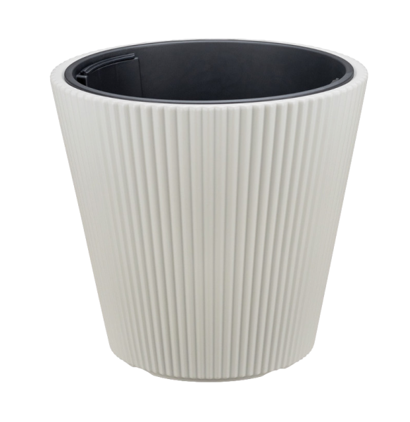 Кашпо Стрип D390мм H370 мм 30л со вставкой Кремовый